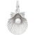 Shell With Pearl Charm In 14K White Gold
