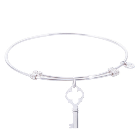 Sterling Silver Tranquil Bangle Bracelet With Key Charm