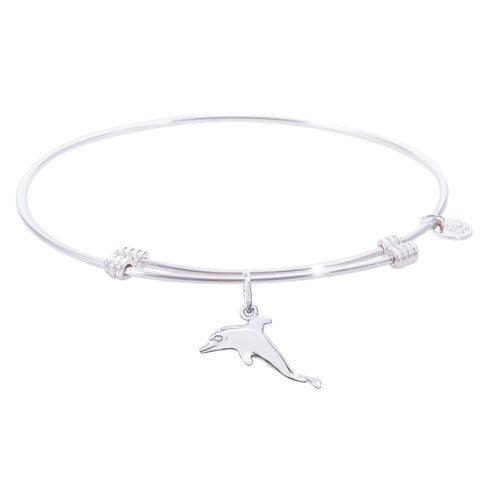 Sterling Silver Tranquil Bangle Bracelet With Dolphin Charm