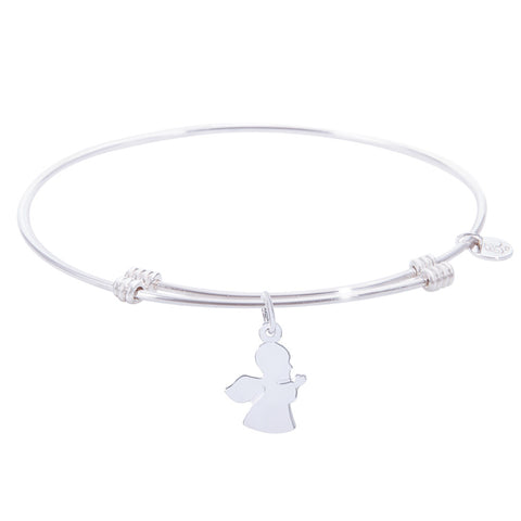 Sterling Silver Tranquil Bangle Bracelet With Angel Charm