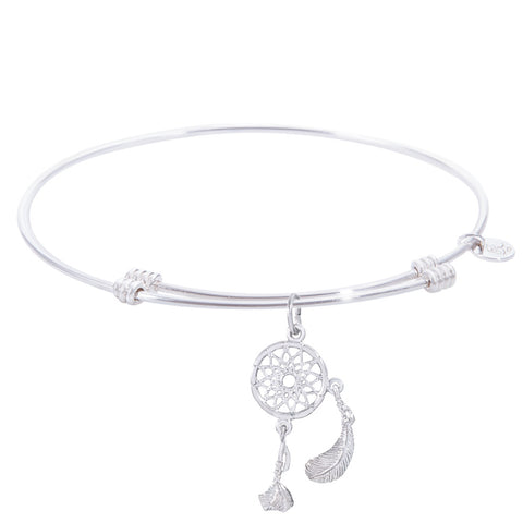 Sterling Silver Tranquil Bangle Bracelet With Dreamcatcher Charm