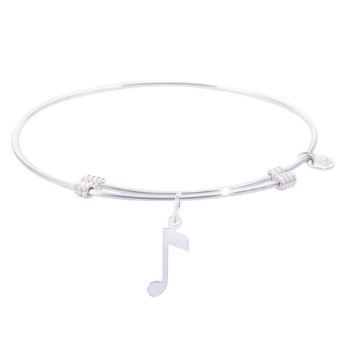 Sterling Silver Tranquil Bangle Bracelet With Music Note Charm