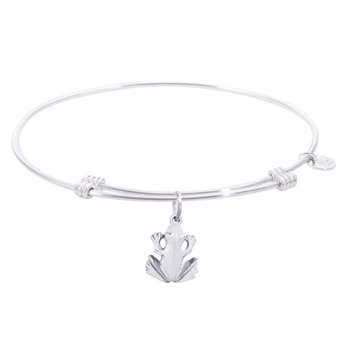 Sterling Silver Tranquil Bangle Bracelet With Frog Charm