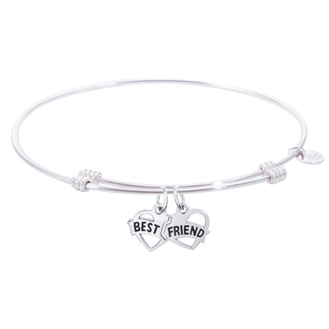 Sterling Silver Tranquil Bangle Bracelet With Best Friends Charm