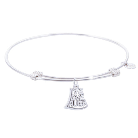 Sterling Silver Tranquil Bangle Bracelet With Live,Love,Laugh Charm