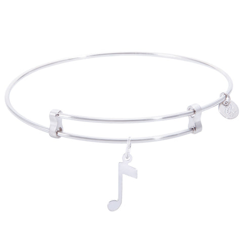 Sterling Silver Confident Bangle Bracelet With Music Note Charm