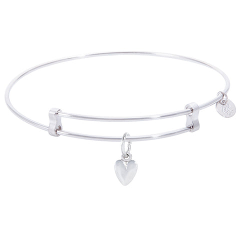 Sterling Silver Confident Bangle Bracelet With Heart Charm