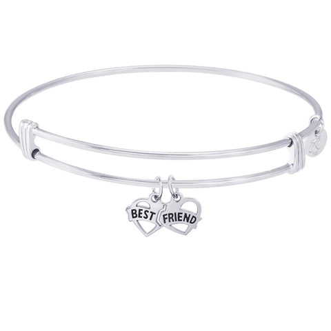 Sterling Silver Noble Bangle Bracelet Best Friends Charm