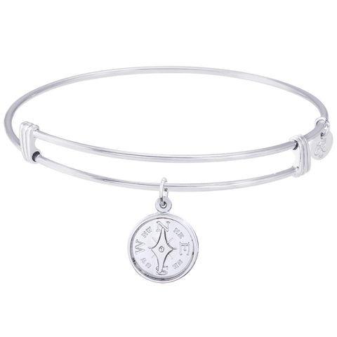 Sterling Silver Noble Bangle Bracelet Compass Charm
