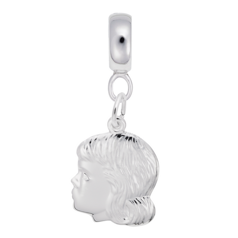 Girl Charm Dangle Bead In Sterling Silver