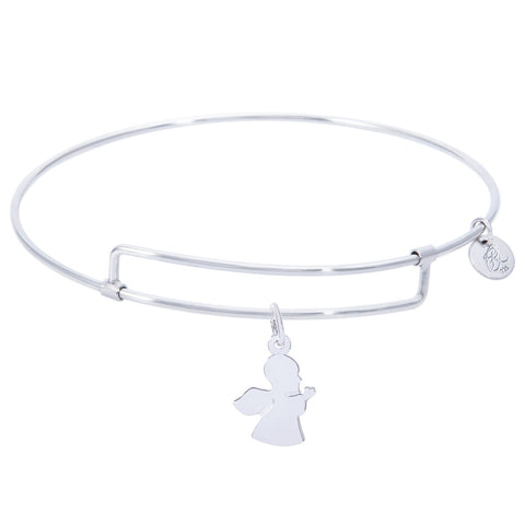 Sterling Silver Pure Bangle Bracelet With Angel Charm