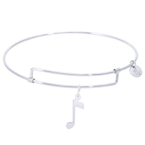 Sterling Silver Pure Bangle Bracelet With Music Note Charm