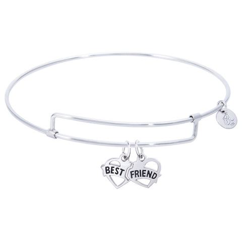 Sterling Silver Pure Bangle Bracelet With Best Friends Charm