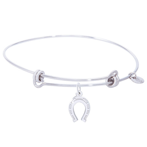 Sterling Silver Balanced Bangle Bracelet With Horseshoe Charm