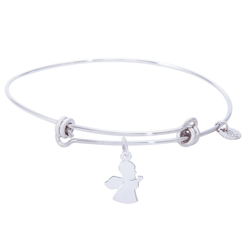 Sterling Silver Balanced Bangle Bracelet With Angel Charm