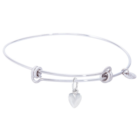 Sterling Silver Balanced Bangle Bracelet With Heart Charm