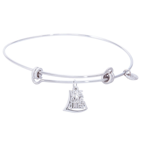 Sterling Silver Balanced Bangle Bracelet With Live,Love,Laugh Charm