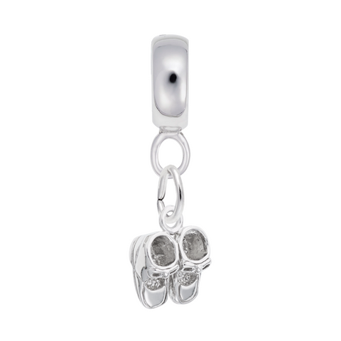 Baby Shoes Charm Dangle Bead In Sterling Silver
