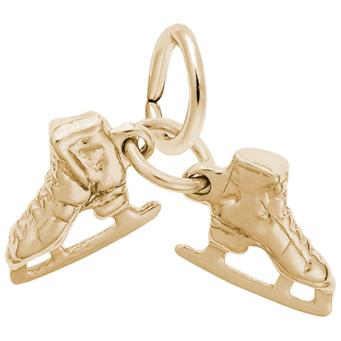 Ice Skates Charm in Yellow Gold Plated