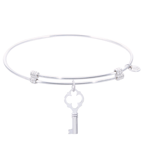Sterling Silver Alluring Bangle Bracelet With Key Charm
