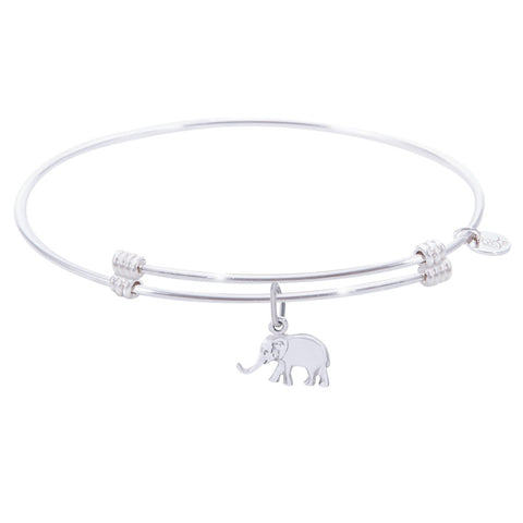 Sterling Silver Alluring Bangle Bracelet With Elephant Charm