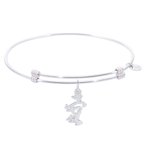 Sterling Silver Alluring Bangle Bracelet With Love Symbol Charm