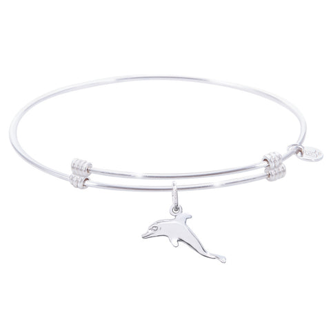 Sterling Silver Alluring Bangle Bracelet With Dolphin Charm