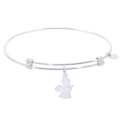 Sterling Silver Alluring Bangle Bracelet With Angel Charm