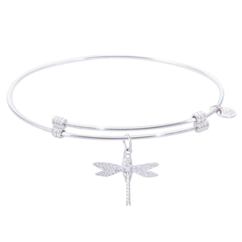 Sterling Silver Alluring Bangle Bracelet With Dragonfly Charm