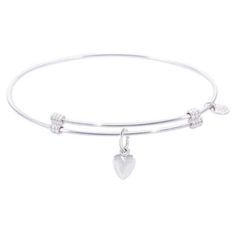 Sterling Silver Alluring Bangle Bracelet With Heart Charm