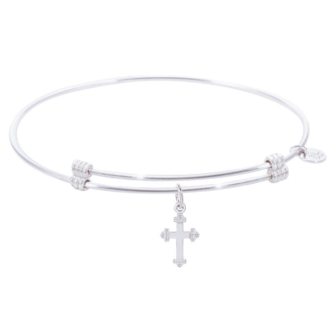 Sterling Silver Alluring Bangle Bracelet With Cross Charm