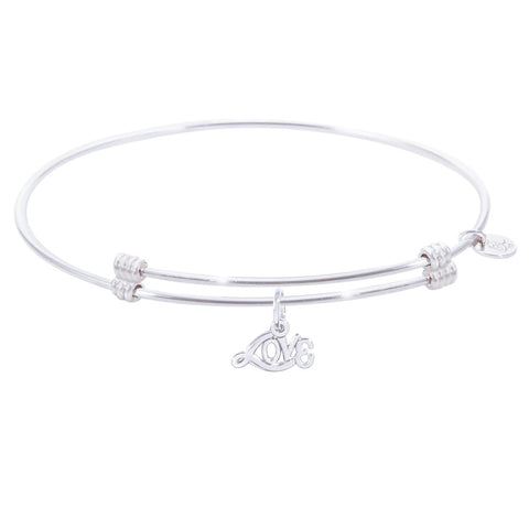 Sterling Silver Alluring Bangle Bracelet With Love Charm