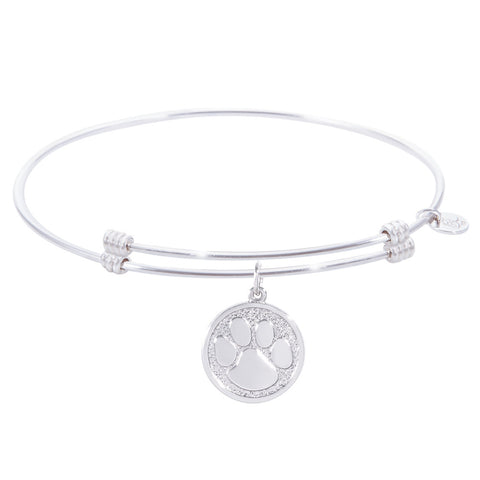 Sterling Silver Alluring Bangle Bracelet With Pawprint Charm