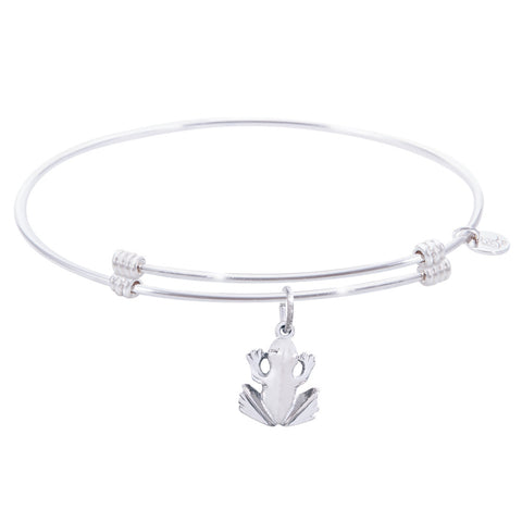 Sterling Silver Alluring Bangle Bracelet With Frog Charm