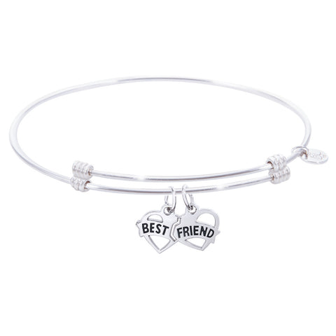 Sterling Silver Alluring Bangle Bracelet With Best Friends Charm