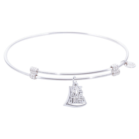 Sterling Silver Alluring Bangle Bracelet With Live,Love,Laugh Charm