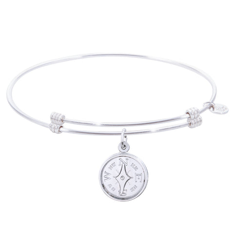 Sterling Silver Alluring Bangle Bracelet With Compass Charm