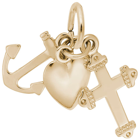 Faith,Hope,Charity Charm in Yellow Gold Plated