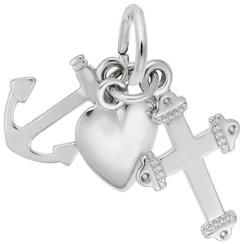 Faith,Hope,Charity Charm In Sterling Silver
