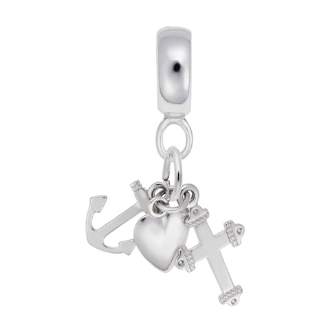 Faith,Hope,Charity Charm Dangle Bead In Sterling Silver