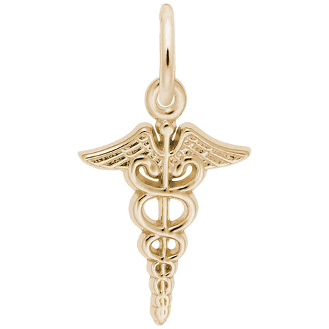 Caduceus Charm In Yellow Gold