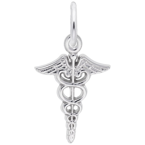 Caduceus Charm In Sterling Silver