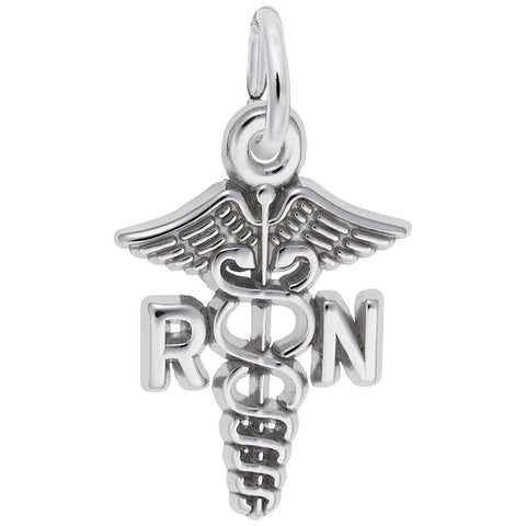 Rn Caduceus Charm In Sterling Silver