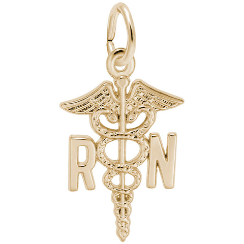 Rn Caduceus Charm in Yellow Gold Plated