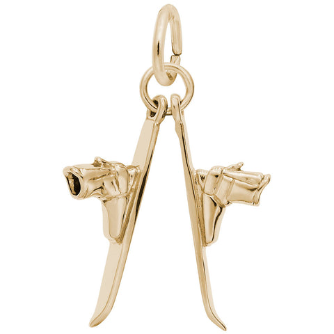 Skis Charm In Yellow Gold