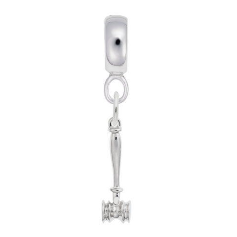 Gavel Charm Dangle Bead In Sterling Silver