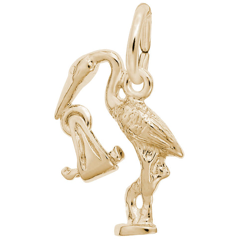 Stork Charm in Yellow Gold Plated