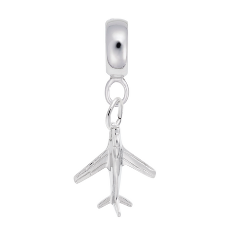 Airplane Charm Dangle Bead In Sterling Silver