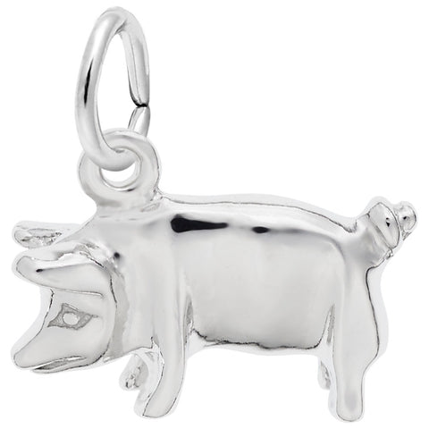 Pig Charm In Sterling Silver