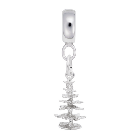 Christmas Tree Charm Dangle Bead In Sterling Silver